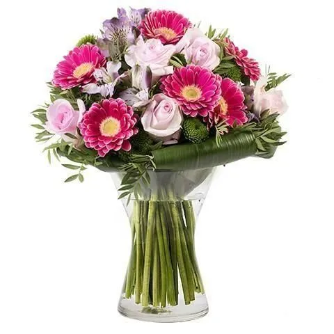 αρχοντική ανθοδέσμη αθήνα online ανθοπωλείο φούξια τριαντάφυλλα baby pink αλστρομέριες delivery