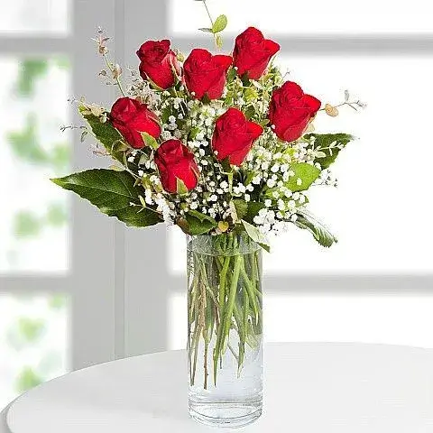 μπουκέτο με επτά φρέσκα κόκκινα τριαντάφυλλα αθήνα online ανθοπωλείο red seduction delivery