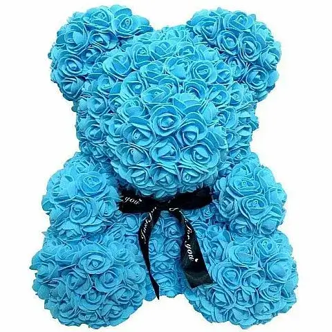 blue rose bear infinity teddy 40cm luxury box flower delivery athens florist same day