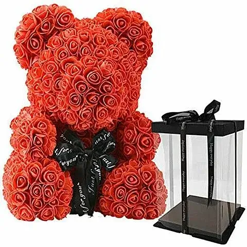 small red rose bear precious gift luxury box flower delivery athens florist same day