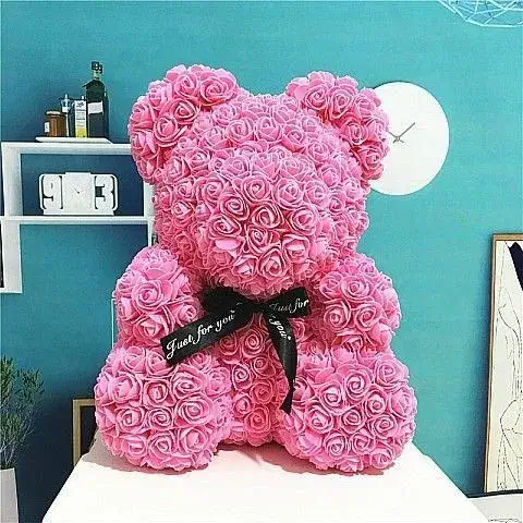 large pink rose bear sweet memory luxury box flower delivery athens florist same day