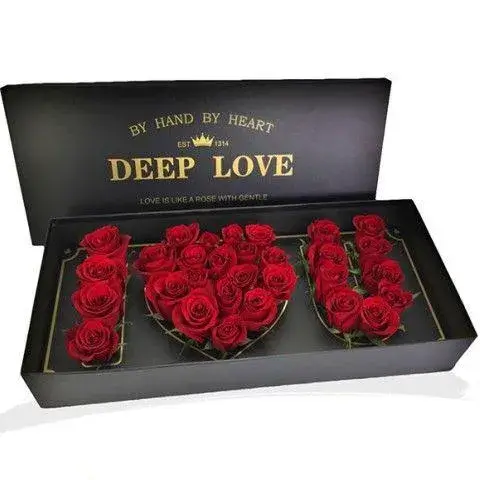 Luxury square flower box with premium roses for same day delivery in Athens.