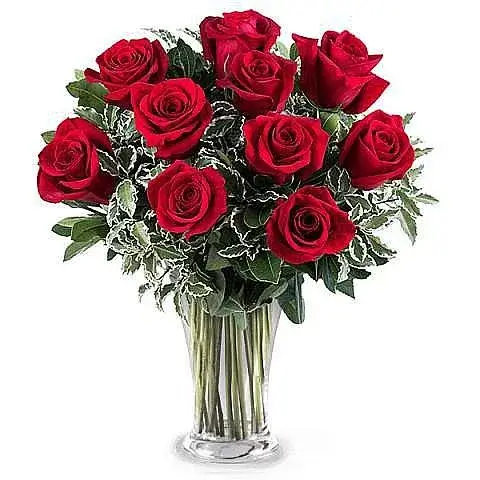 10 red roses Ecuador bouquet for flower delivery Athens free shipping.