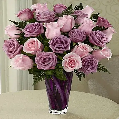 Shop pink and lilac roses bouquet from Athens florist for same day flower delivery.