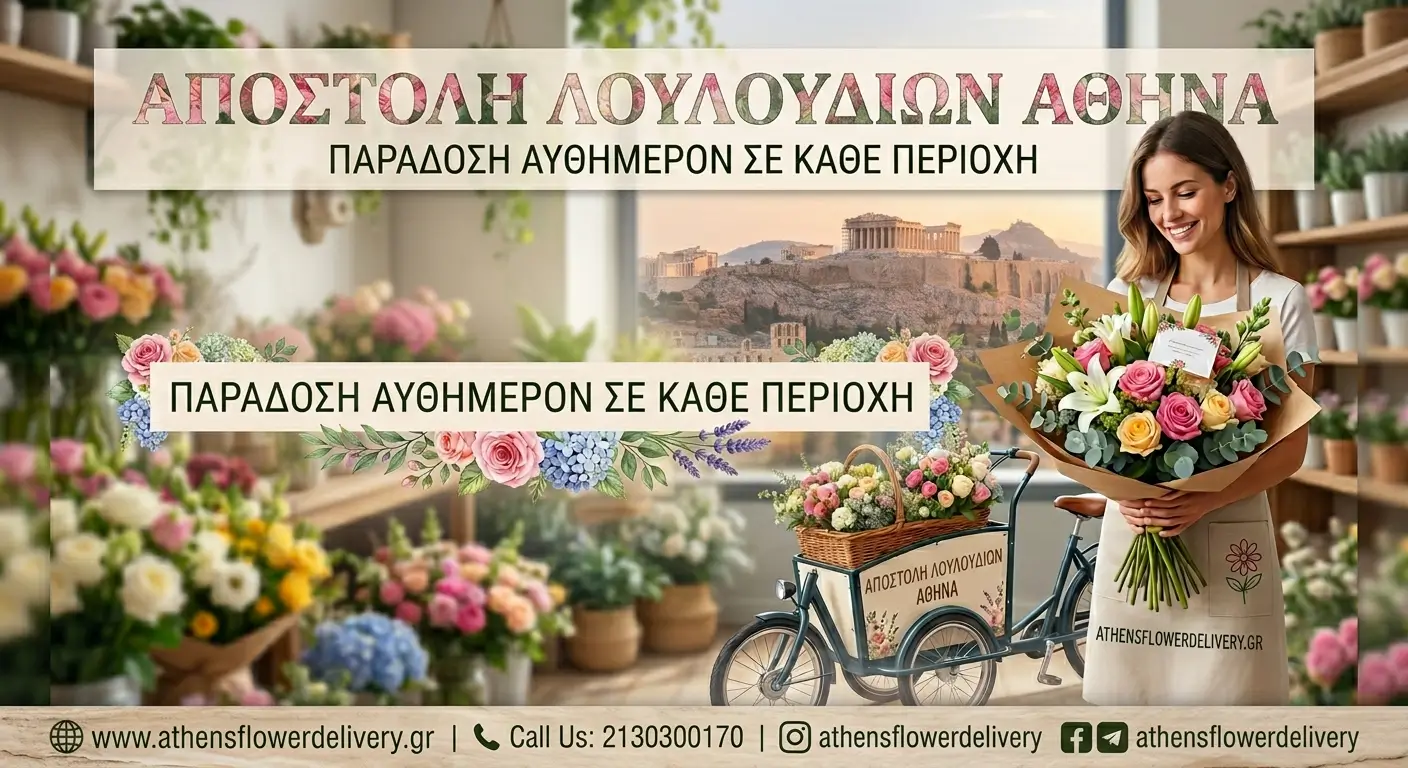 Υπηρεσία αποστολής λουλουδιών στην Αθήνα με αυθημερόν παράδοση σε κάθε περιοχή