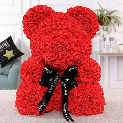 luxury κόκκινο αρκουδάκι από τριαντάφυλλα, premium red rose bear για δώρο επετείου, online αγορά για rose bear kokkino αυθημερόν αποστολή Αθήνα ανθοπωλείο
