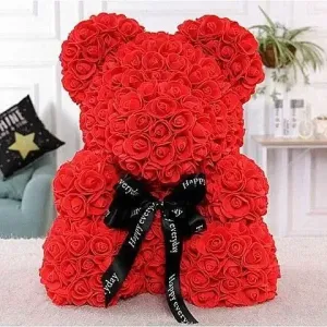 luxury κόκκινο αρκουδάκι από τριαντάφυλλα, premium red rose bear για δώρο επετείου, online αγορά για rose bear kokkino αυθημερόν αποστολή Αθήνα ανθοπωλείο