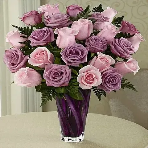 Shop pink and lilac roses bouquet from Athens florist for same day flower delivery.
