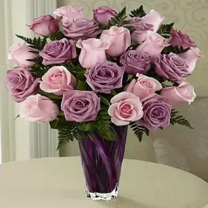 Shop pink and lilac roses bouquet from Athens florist for same day flower delivery.
